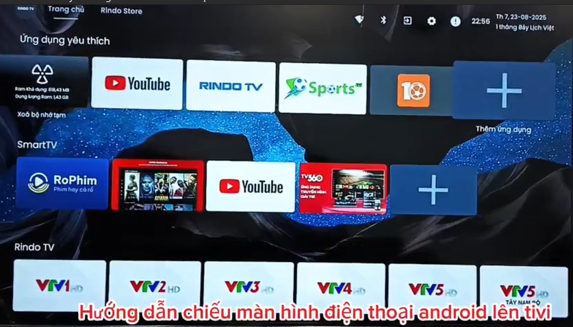 Hướng dẫn chiếu màn hình điện thoại android lên tivi